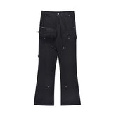 High Street Retro Rivet Flared Casual Pants